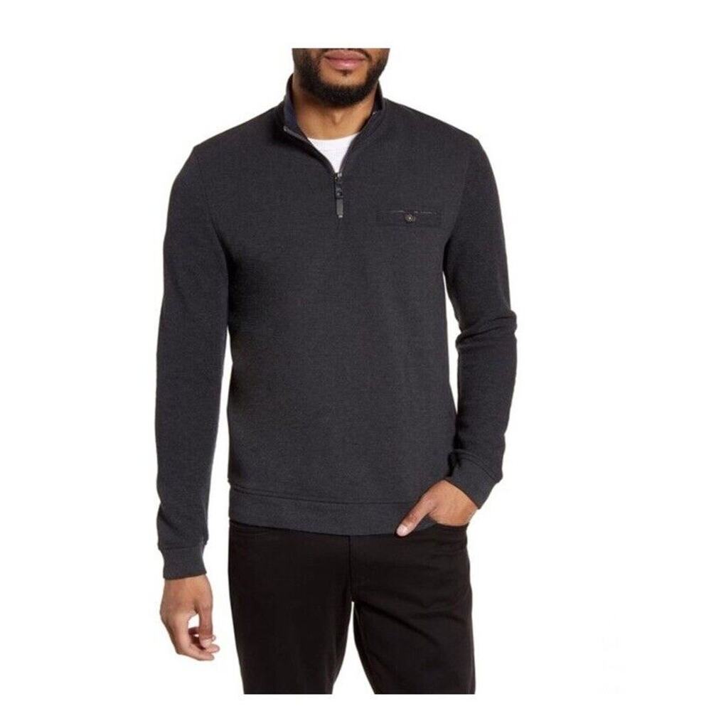 Ted Baker London Black Men's Long Sleeve 1/4 Zip Up Pullover Sweater XL